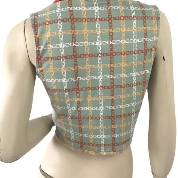 Julia Women's Plaid Collared V-neck Sleeveless Waistline Tank Top Size Large NWT - Picture 5 of 11